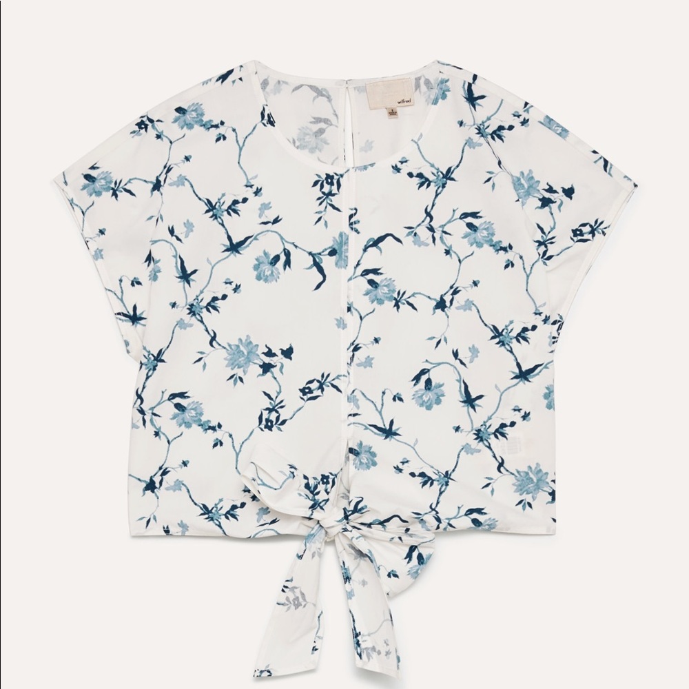 Aritzia Quain Floral Tie Blouse